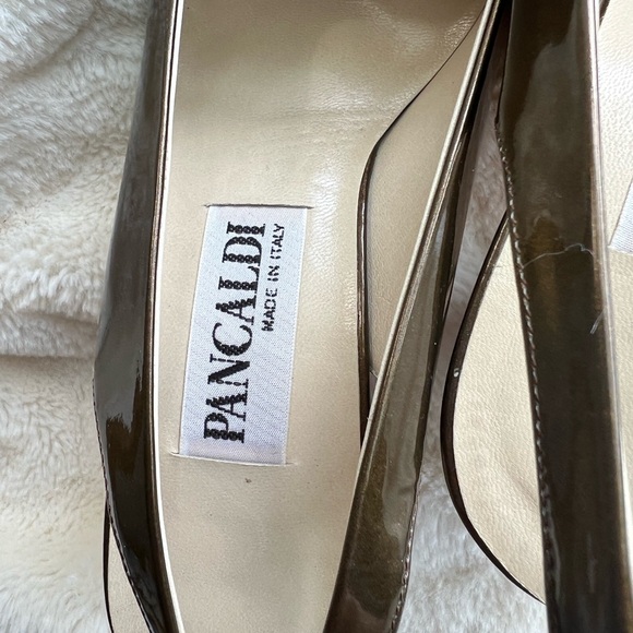 Pancaldi Satin Slingback Muted Gold Heels Made in Italy - Picture 4 of 9